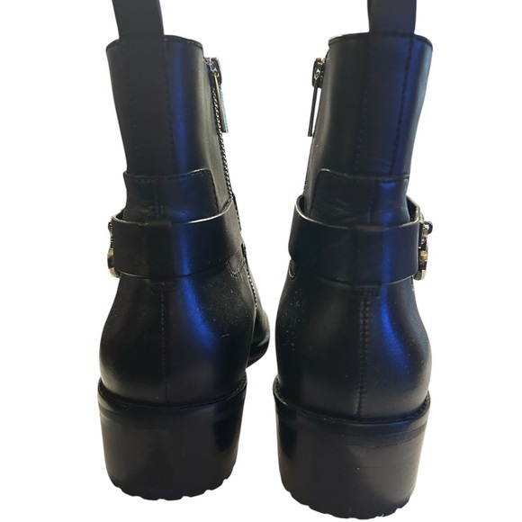 Michael Kors Black Leather Ankle Boots with MK Charm 9M - Picture 6 of 7